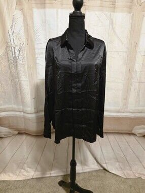 Allegra K Black Satin Lightweight Men’s Shirt Jacket